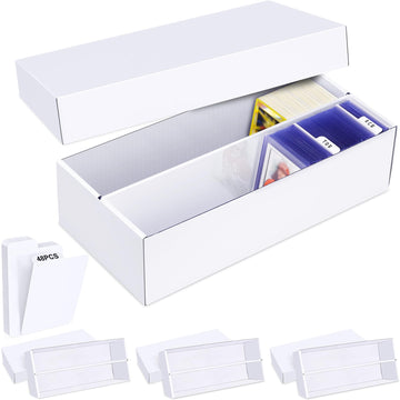 Leyzan Trading Card Storage Box 4 Pack-1600 Count Cardboard Organizer With Dividers For Mtg, Tcg, Sports, Toploader