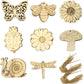 Haoser 16 Pc Unfinished Wooden Cutouts 8 Styles Butterfly Bee Sunflowers Spring Wood Slices Hanging Ornaments Blank Wooden Paint
