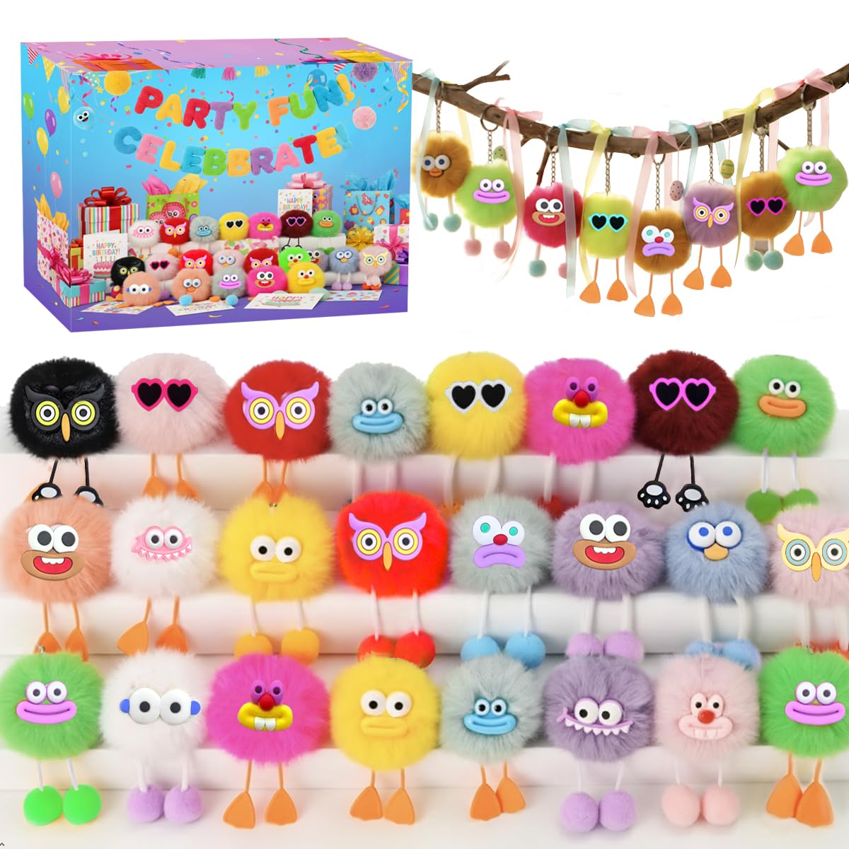 Holydeck 24 Pcs Cute Plush Keychains Toys Keychain Decoration Stuffed Toy Bulk Great for Kids Boys Girls Party Favors Classroom 