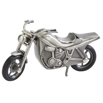 Creative Gifts International Pewter Motorcycle Bank For Kids, Newborn Gift, Silver, 4” X 6.75', Brushed Non-Tarnish Nickel Plated Finish, Matte Finish, Gift Box Included