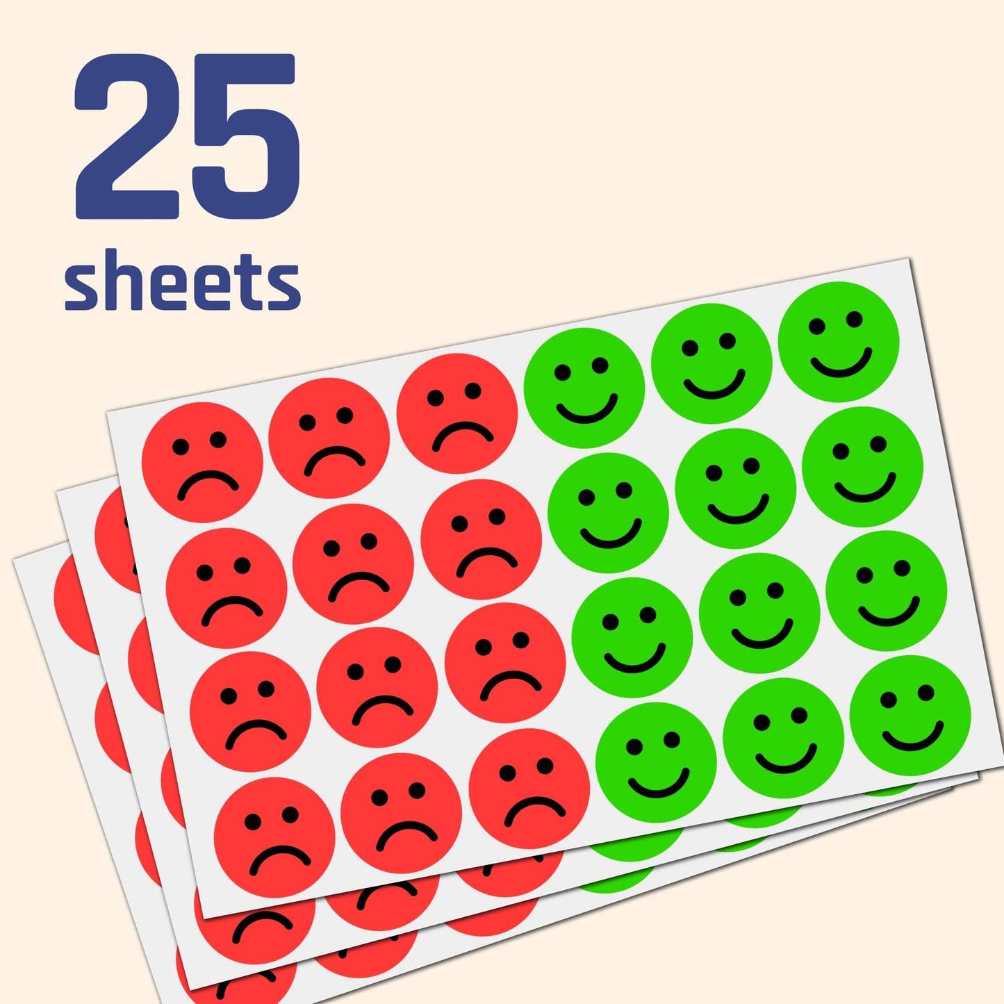 TownStix 600 Pack Happy/Sad Smile Face Behavior Stickers - Red/Green, Paper, Model 2