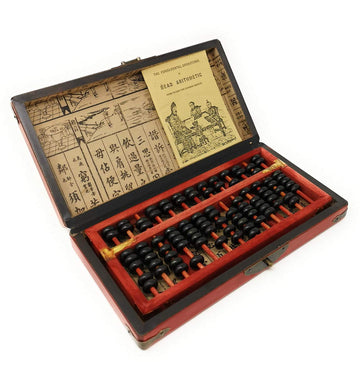 Asian Home Vintage Wooden Bead Abacus ANT008 with Leather Instruction Manual