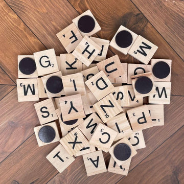 YJ PREMIUMS 200 PC Large Brown Wooden Magnetic Letter Tiles for Fridge & Learning - Alphabet Game Board Magnets