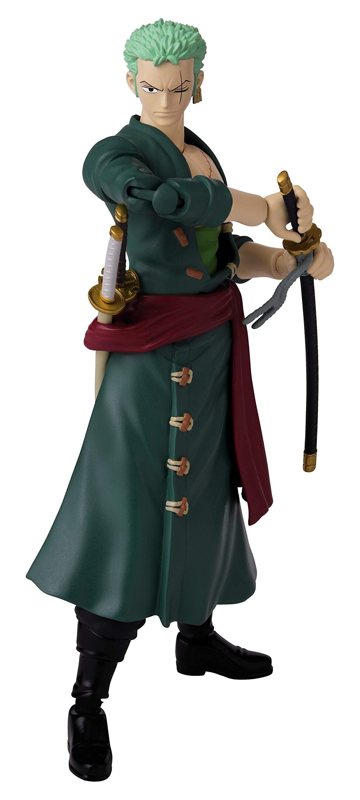 Bandai America Anime Heroes One Piece Roronoa Zoro Action Figure - Plastic, Zoro Color, Model 36932