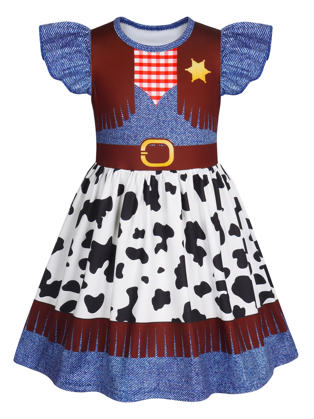 Eledobby Princess Dress for Girls Halloween Costume Cosplay Outfit Birthday Party Clothes 6-7Years