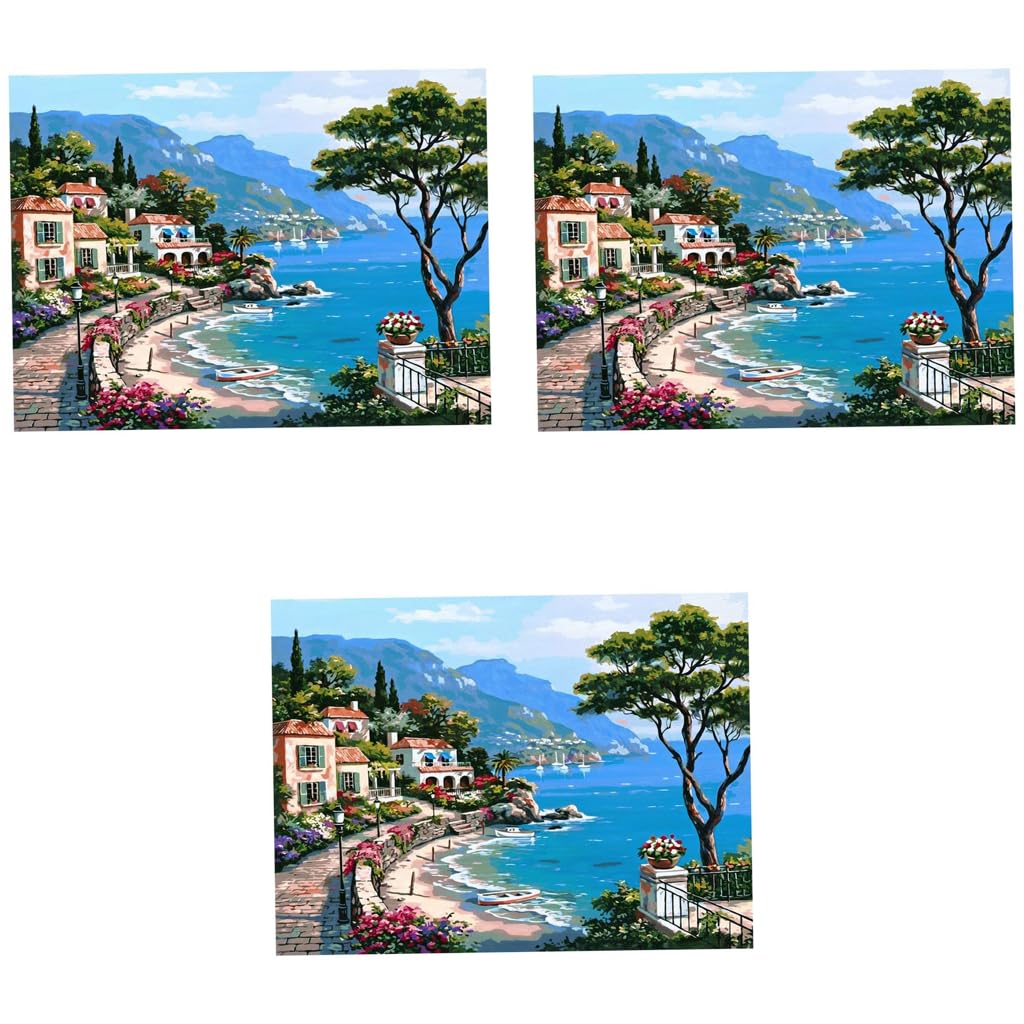 Hasthip Diy Digital Painting By Numbers Kit Unframed Mediterranean Style On Canvas For Drawing Learning As Described Multicolour