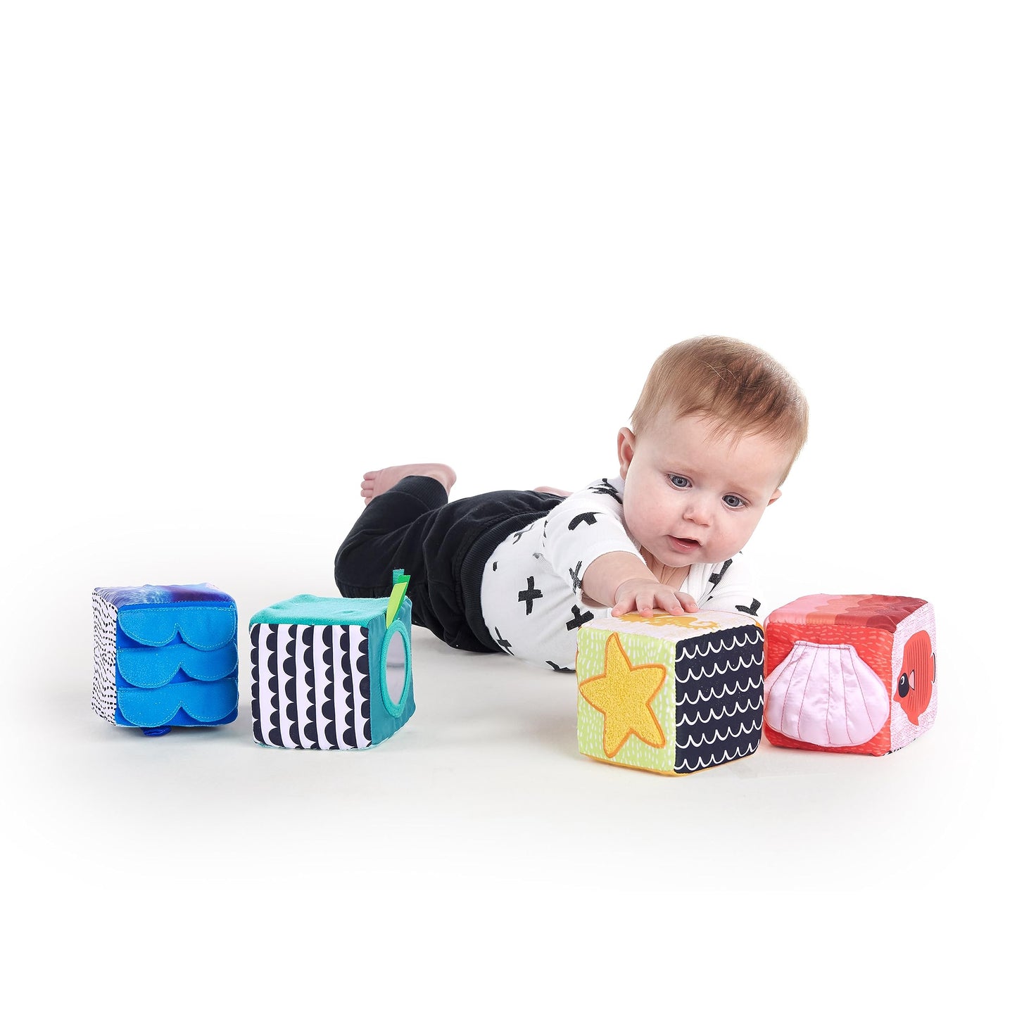 Baby Einstein Soft Blocks Toys, Multi Color, Fabric, 4 Count, Ages 3 Months+ - Model 90629