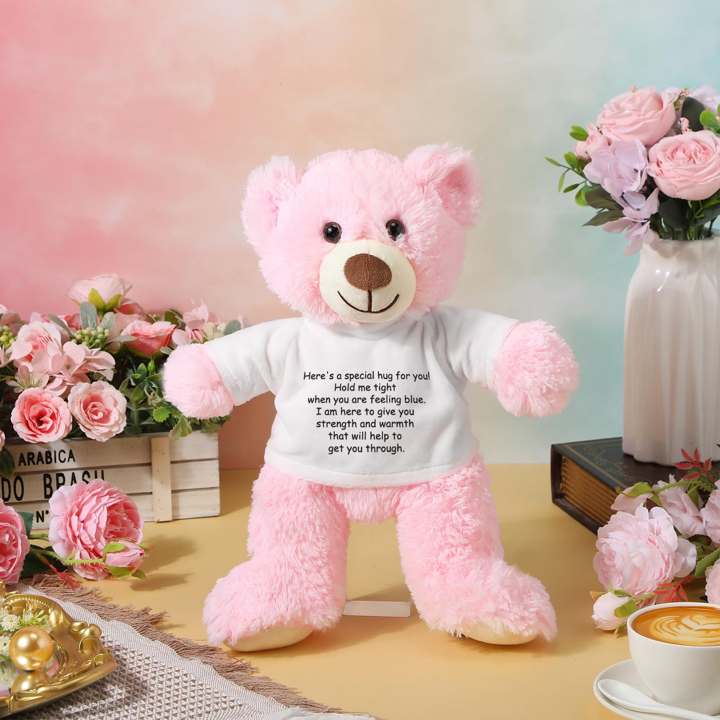 Lenwen A Bear Hug Gift Get Well Soon Bear Gift Sympathy Gift For Women Plush Stuffed Animal Bear Hug Thinking Of You Gift Condol