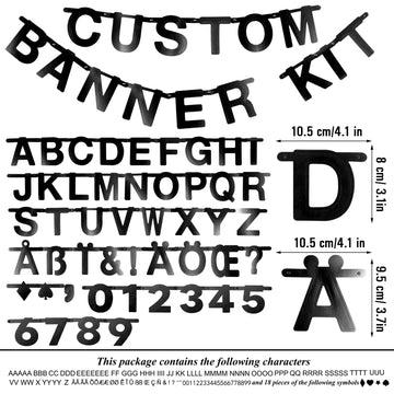 SUNBEAUTY 146 Pcs Black DIY Make Your Own Banner Customizable Letters Symbols Banner For Birthday Wedding Happy New Year Baby Sh