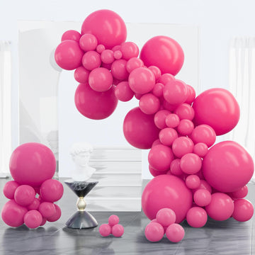 Partywoo Hot Pink Balloons 100 Pcs Magenta Balloons Dark Pink Balloons Different Sizes Pack Of 18 12 10 5 Inch Balloon Arch Kit Balloon Garland For Valentine'S Day Princess Party Decorations Pink-Y12