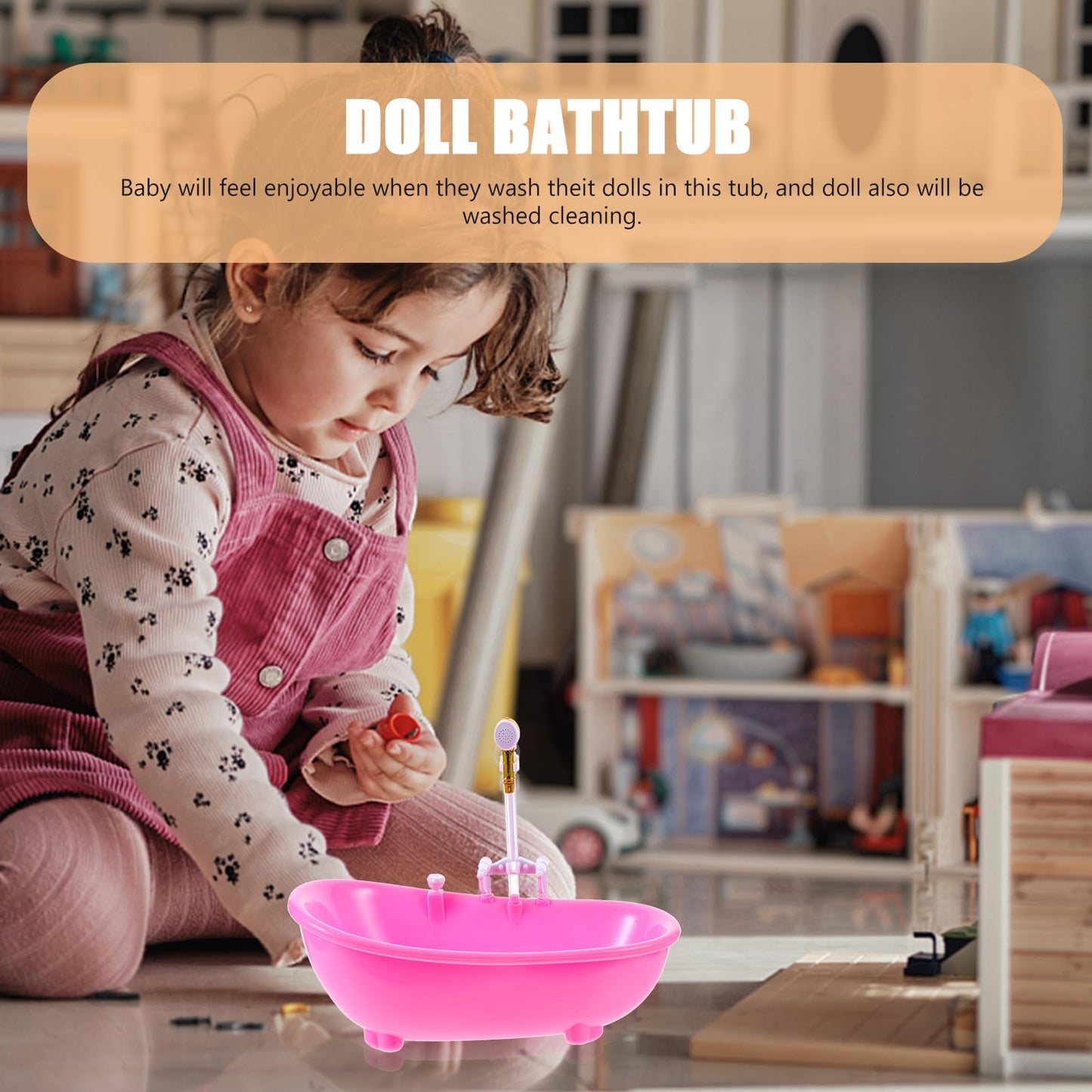 Toyvian Toy Bathtub For Dolls, Baby Doll Real Working Bath Set Electric Bathtub With Shower And Faucet Pretend Play Toy Play Wat