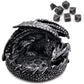 Haxtec Dragon Dice Jail with DND Metal Dice Set Antique Iron Guardian Dragon Dice Tray Holder Dungeons and Dragons Accessories G