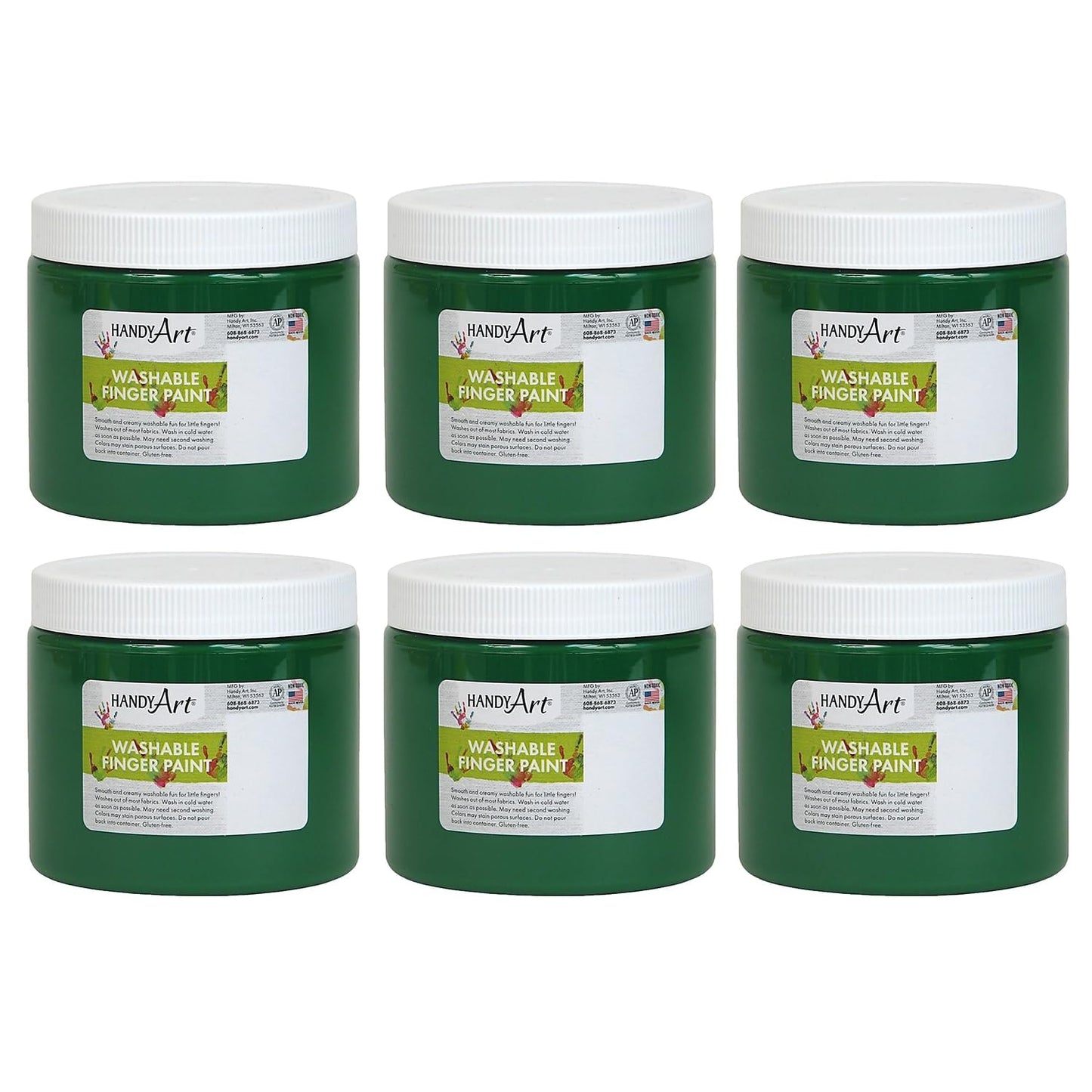 Washable Finger Paint, Green, 16 oz., Pack of 6