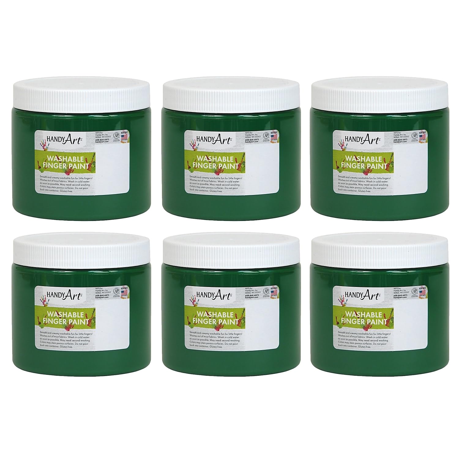 Washable Finger Paint, Green, 16 oz., Pack of 6