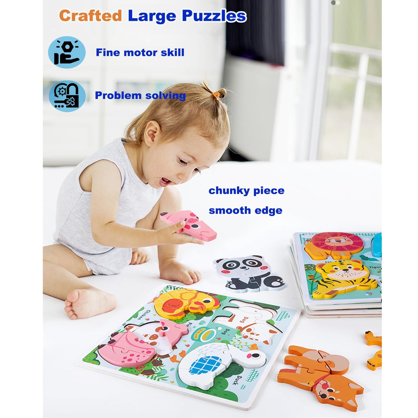 Wooden Puzzles For Toddlers 1-3, Animal Puzzles Age 2-4,Montessori Toys For 2 3 Years Old Girls Boys, Toddler Toys 2-3 Preschool Learning Educational Gifts