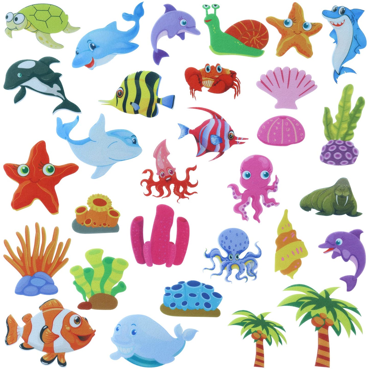 BXI 30 Pcs Ocean Felt Board Story Pieces Set for Toddlers, Preschool & Kindergarten, Precut Felt Marine Life Figures for Prescho