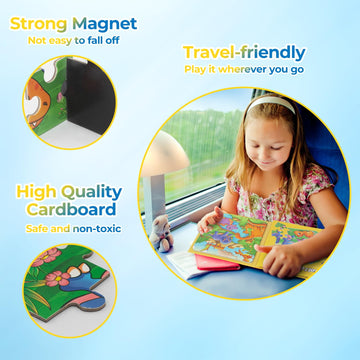 Nattork Magnetic Dinosaurs Puzzle Book for Toddlers 3-5 Girls Boys  Travel Puzzles Game for Kids Ages 3-6  Learning Magnet with Fun for 3 4 5 6 Years Old Children Boys Girls - Gift Idea for Birthdays