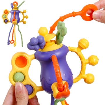 Baby Toys 6 To 12 Months Airplane Travel Essentials| Car Seat Toy-Baby Teether Mittens With Rattle Toys For 1 Year Old Boy Girl Easter Basket Stuffers Toddler Sensory Toys For Kids With Autism