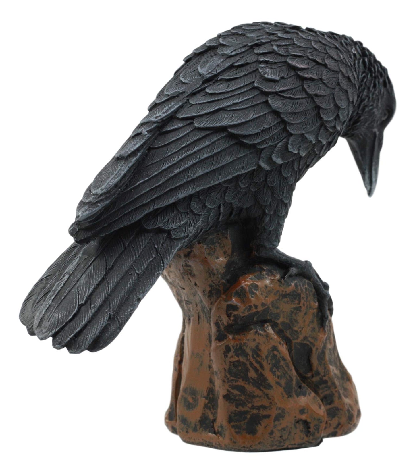 Ebros Gift Gothic Macabre Edgar Poe Perching Raven On Rock Figurine 5' Tall Gothic Crow Scavenger Bird Decor Sculpture