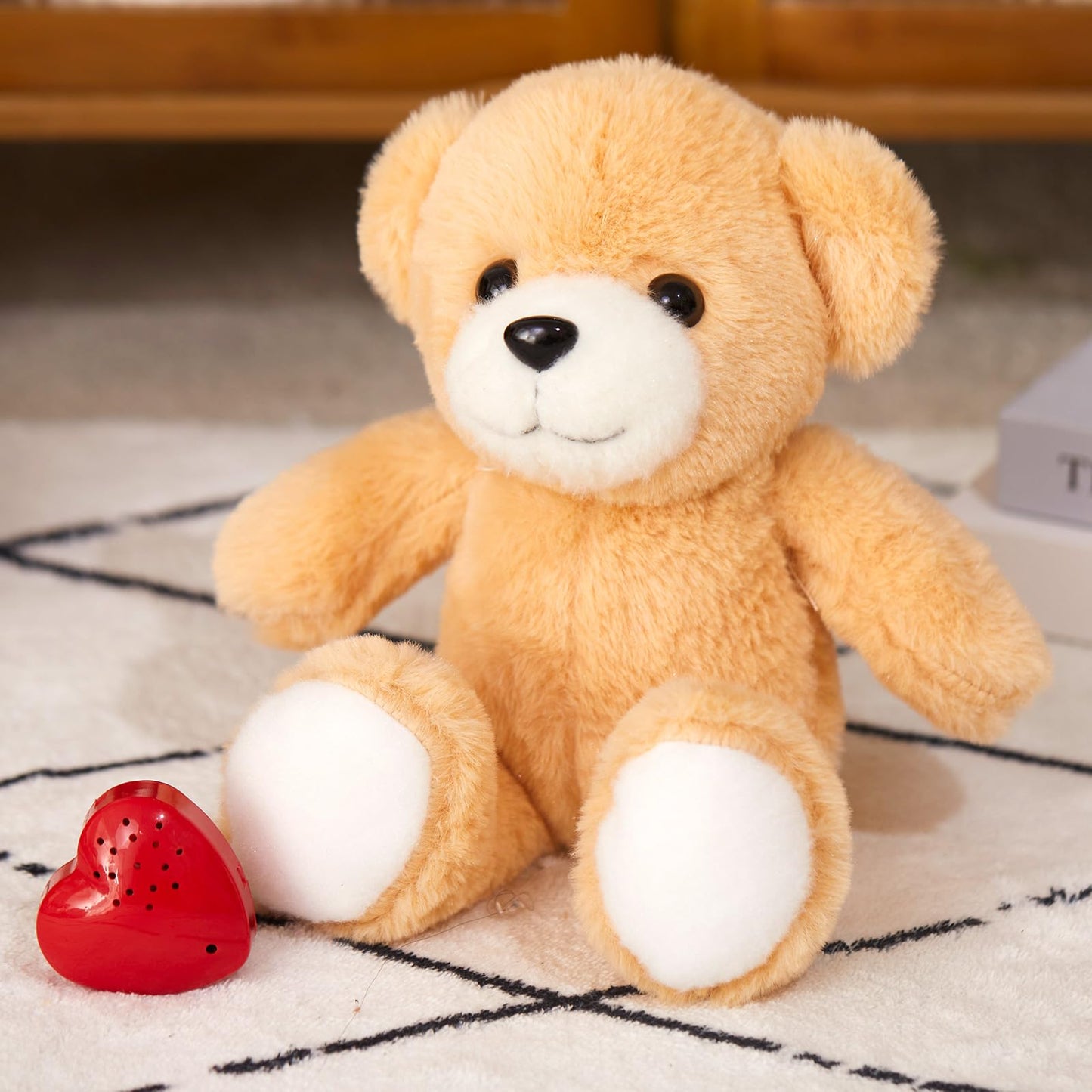 Cozyworld 12' Heartbeat Recordable Teddy Bear,Voice Recorder Plush Toy Stuffed Animal Soft Fuzzy Doll Gifts Messages Recording Playback For Kids Birthday Children'S Day