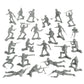 Tim Mee Plastic Army Men - 48pc Gray Toy Soldier Figures - Made in USA, Model TM-67700