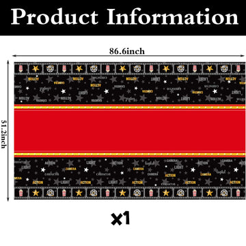 1 Piece Movie Night Tablecloth Plastic Movie Theme Table Covers Movie Theater Table Cloth for Movie Night Party Supplies Movie T