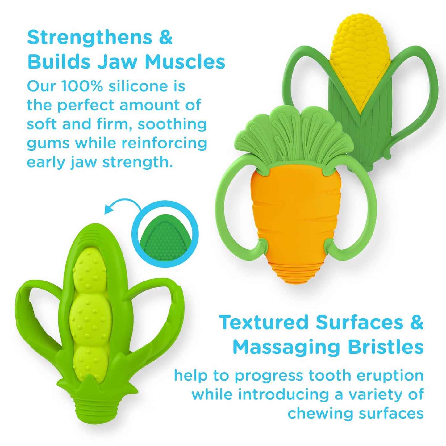 Nuby 2 Handle Silicone Fruit And Veggie Teether - 3+ Months, Assorted, 1Pk