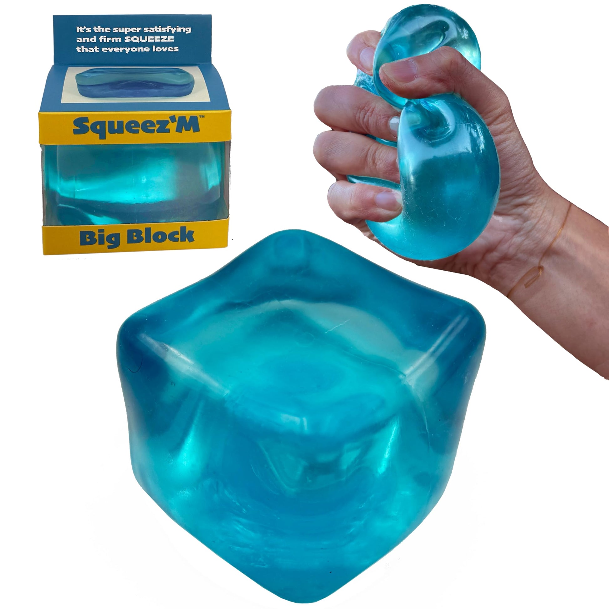 enhanced Big Block Squeez'M Cube - 35% Larger Than The Standard Squishy Cube  Toy for Kids & mature-themeds - Sensory Fidget for Stress Relief  Focus & Play - Colorful  Durable  Gift-Ready - ASTM Certified 3+