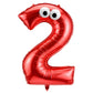 Charnoel Red Monster Number 2 Balloons 40 Inch Red Monster Theme Birthday Party Decorations Large Foil Balloons for Cartoon Birt