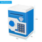 Renvdsa Electronic Password Piggy Bank Kids Safe Bank Mini Atm Electronic Money Save Box Cash Coin Can (Blue White)