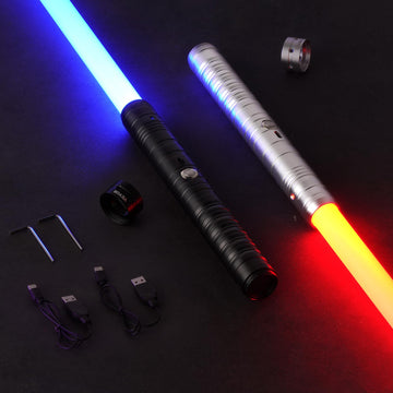 Vevor 2 In 1 Dueling Lightsaber, Alloy Handle Light Saber With 7 Rgb Colors And 4 Modes Sound Effects, Type-C Rechargeable Light