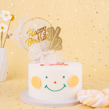 PHD CAKE Gold Number Birthday Candles - 2.76 Inch Large, Half Size Wax Cake Decoration for Party Celebration