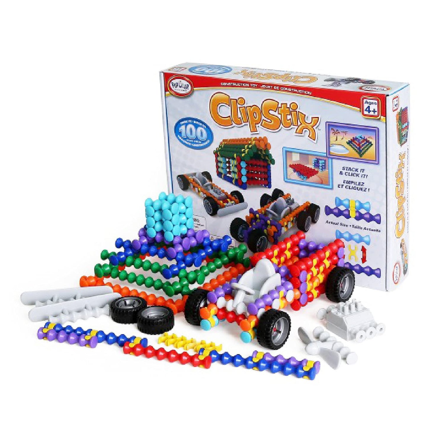 POPULAR PLAYTHINGS Clipstix, 100 Pieces, Multicolor Plastic, Model LL7244