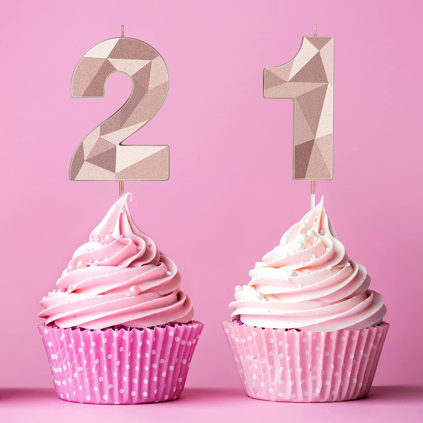 21st Number Birthday Candles 3D Diamond Shape Numeral Candles Happy Birthday 21 Candles Cake Topper for Birthday Wedding Decorat