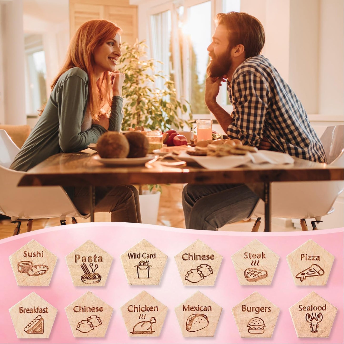 3 Pcs Food Dice Game Gift Set for Couples Her Him, Anniversary Day Food Decision Dice Couple Stocking Stuffers Gifts Girlfriend