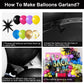 80S 90S Theme Party Balloon Garland Arch Kit, Black Rose Red Purple Green Blue Yellow Metallic Gold Latex Balloons Decorations B