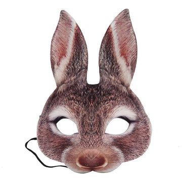 Hosfairy 1Pcs Half Face Animal Mask Rabbit Mask Horror Rabbit Mask for Halloween Easter Costume Party Cosplay Props (Brown)