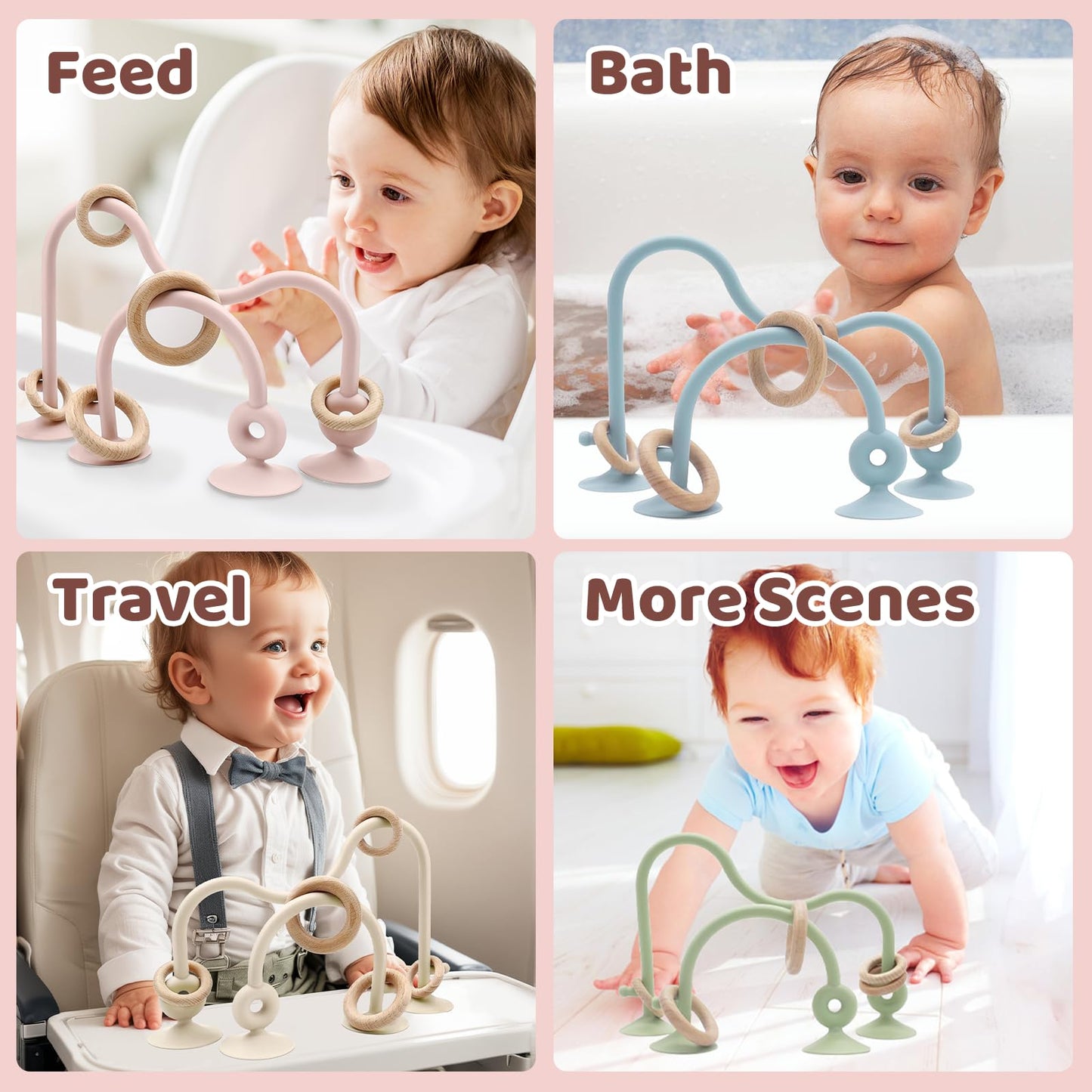Baby High Chair Suction Toys Teething Chew - Baby Teething Toys Silicone Teethers, Baby Table Toys, Food Grade Silicon For 6 12