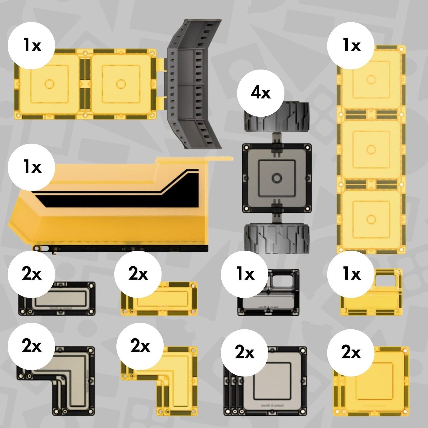Learn & Grow Mega Movers - Magnetic Tiles Construction Trucks - Magnetic Build A Truck Set With 2 Jumbo Magnet Car Vehicles & Mo