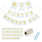 Custom Banner Kit, 97 White Cotton Canvas Flags With Gold Vinyl Printed Letters Numbers & Symbols, String & Needle, Diy Customiz