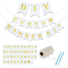 Custom Banner Kit, 97 White Cotton Canvas Flags With Gold Vinyl Printed Letters Numbers & Symbols, String & Needle, Diy Customiz
