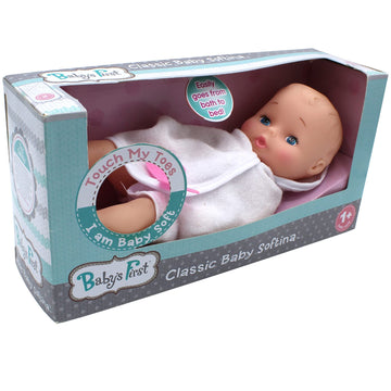 Baby's First Softina Bathtime Set - Realistic Skin, White Bath Towel, Safe for Ages 1+, Model 51150-2