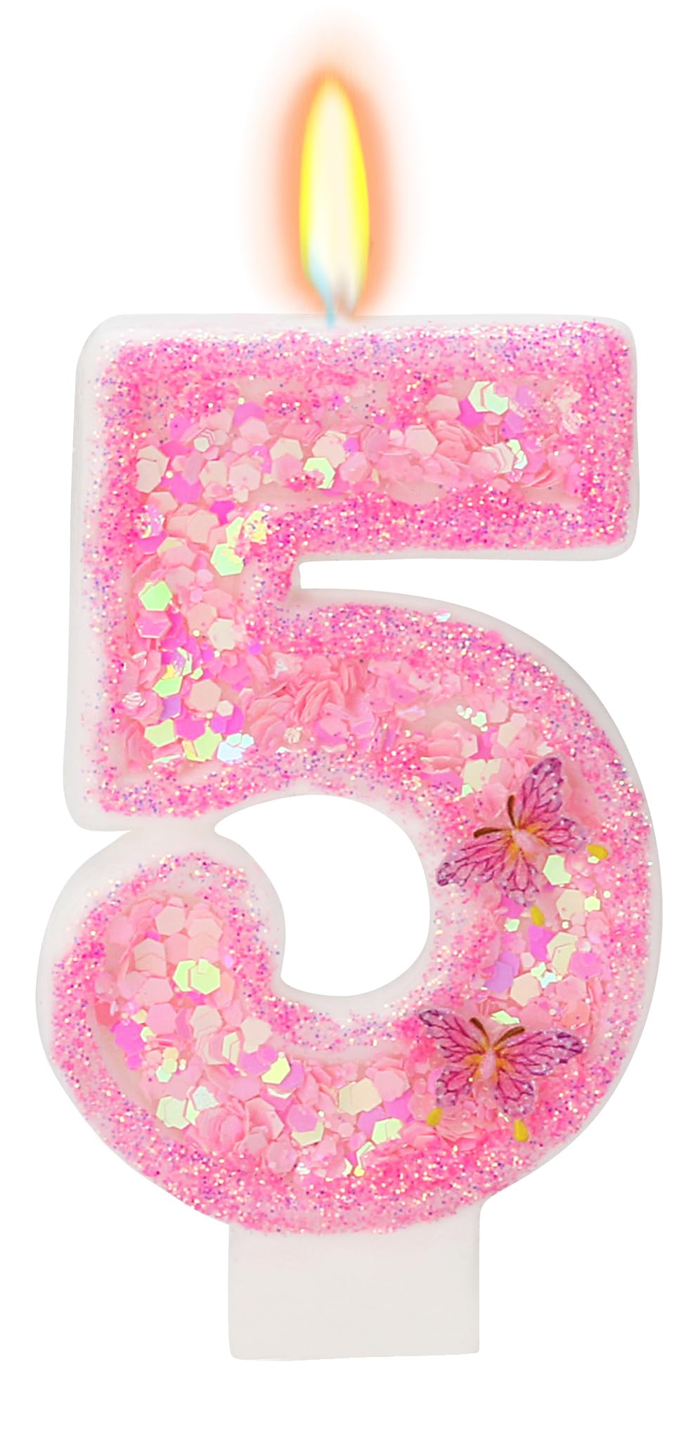 FAMGift Birthday Candles - Number 5 Candle, Butterfly Birthday Candles for Cake, Birthday Party Decorations, Theme Party Supplie
