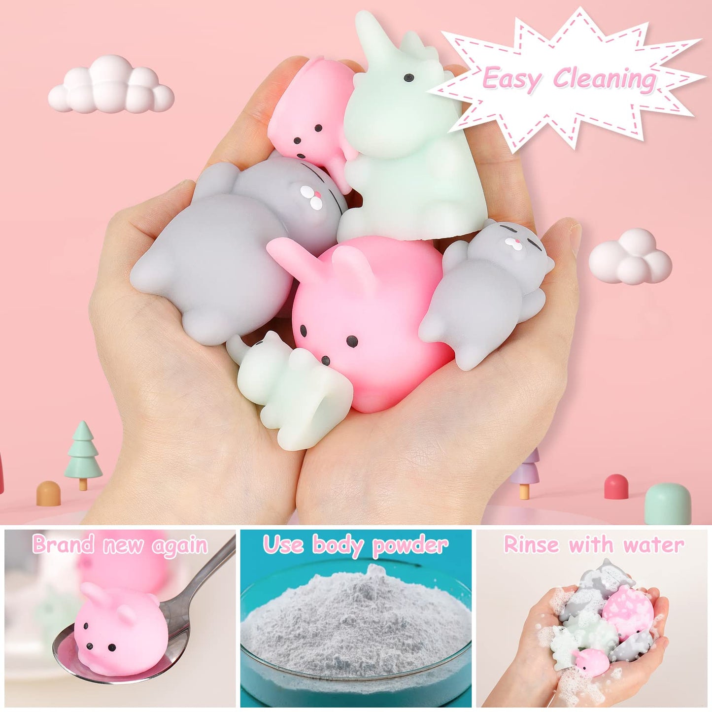Squishies Mochi Squishy Toy, 6Pcs Jumbo & Mini,Party Favors For Kids Stress Reliever Anxiety Toys,Mini Kawaii Fidget Toys,Pinata Stuffers Filler,Easter Basket Stuffers,Valentines, Sock Stuffers