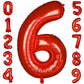 Paticool 40 Inch Red Number Balloon 6, Large Number Foil Balloons Mylar For Girl Boy Birthday Party Celebration Decorations Supp
