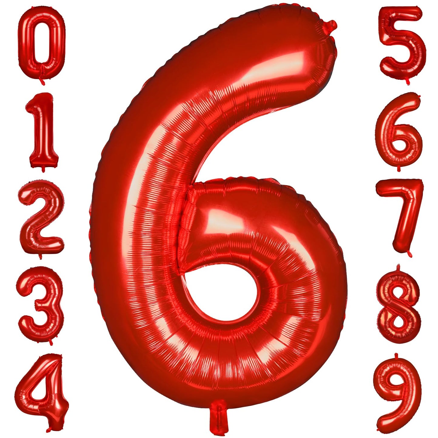 Paticool 40 Inch Red Number Balloon 6, Large Number Foil Balloons Mylar For Girl Boy Birthday Party Celebration Decorations Supp