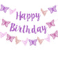 Butterfly Birthday Decorations Purple Glitter Butterfly Happy Birthday Party Banner for Spring Butterfly Theme Gender Reveal Bab