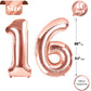 16 Balloon Number, Rose Gold Number 16Th Birthday Balloons 40 Inch, Sweet 16 Years Old Rose Gold Birthday Decorations For Boys G