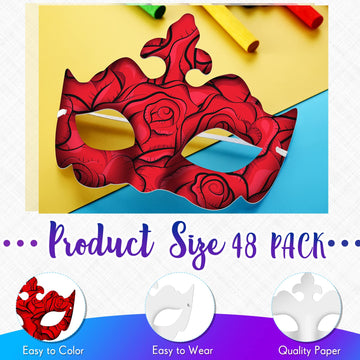 Leyndo 48 Pack Paper Mache Masks Craft Masks Blank DIY Halloween Mask Half Face Paintable Mask Mardi Gras Masquerade Cosplay(Ass