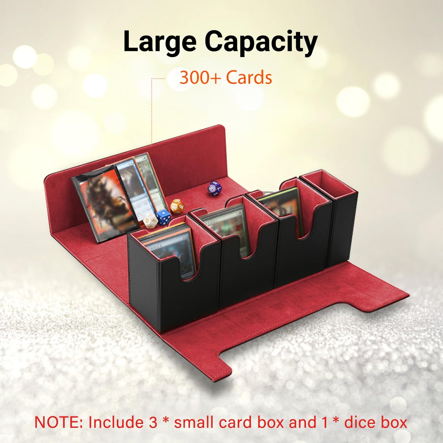 Foteemo Card Deck Box For Mtg, 4 In 1 Commander Deck Box Magic The Gathering Deck Box Trading Card Deck Storage Box Holding 300+